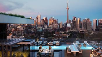 rooftop with pool and downtown views